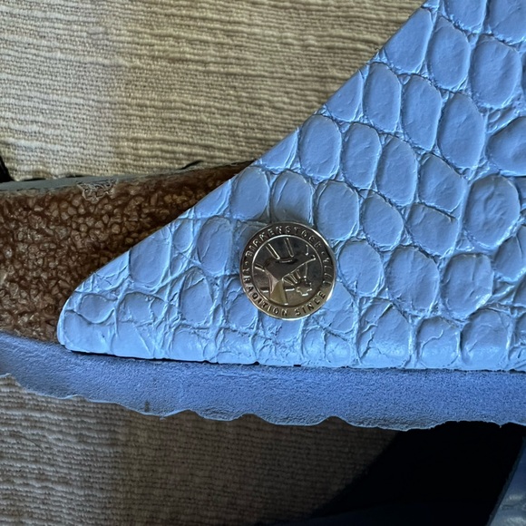 Birkenstock Arizona Rivet Logo In Dusty Blue Leather - Picture 3 of 7
